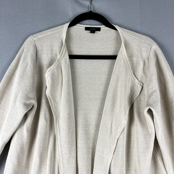 J Crew Juliette Collarless Linen Blend Sweater Blazer Women Medium Beige Minimal - Picture 3 of 14